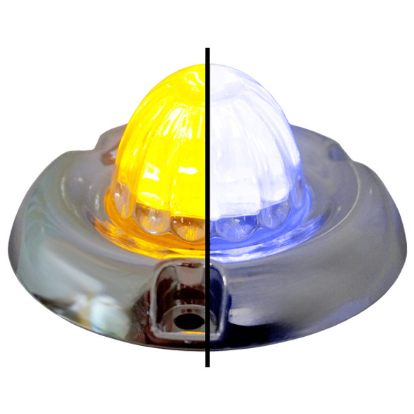 1.5 Inch Small Watermelon Style Dual Function & Tone Light W/ Inset Chrome Bezel & Amber- Blue LED/ Clear Lens By Legendary 1.5 Inch Small Watermelon Style Dual Function & Tone Light W/ Inset Chrome Bezel & Amber- Blue LED/ Clear Lens By Legendary
