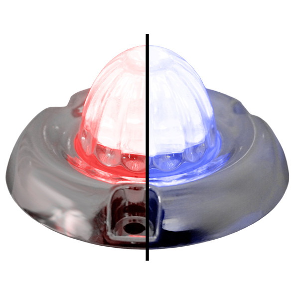 1.5 Inch Small Watermelon Style Dual Function & Tone Light W/ Inset Chrome Bezel & Red- Blue LED/ Clear Lens By Legendary