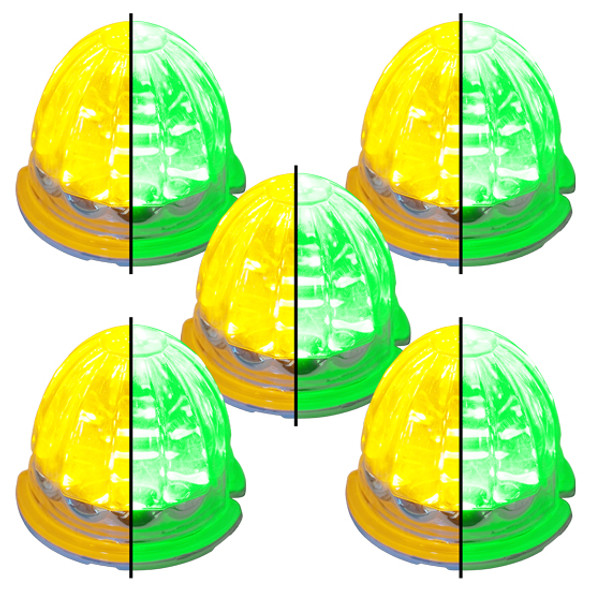 5 Pack Of 3.5 Inch Large Watermelon Style Dual Function & Tone Light With Amber- Green LED/ Clear Lens By Legendary