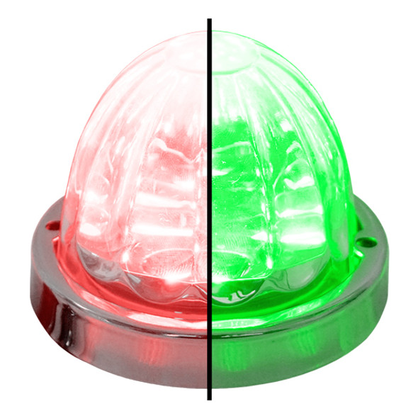 3.5 Inch Large Watermelon Style Dual Function & Tone Light W/ Stainless Steel Bezel & Red- Green LED/ Clear Lens By Legendary