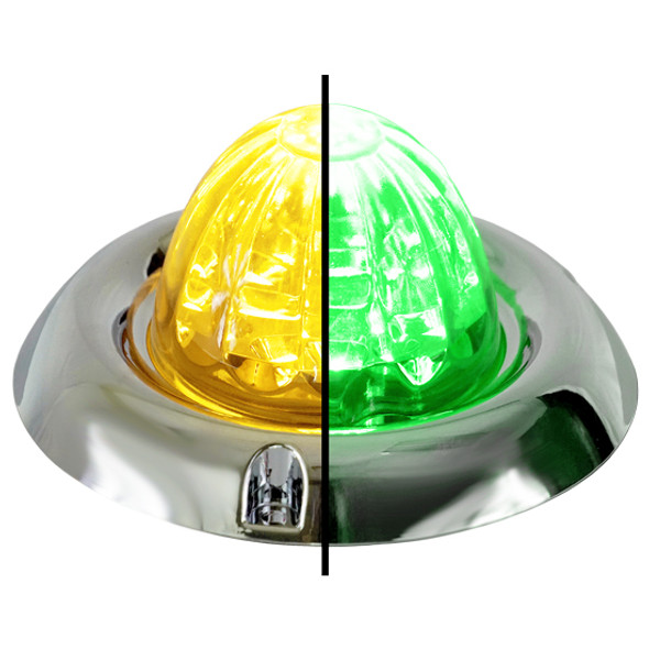 3.5 Inch Large Watermelon Style Dual Function & Tone Light W/ Inset Chrome Bezel & Amber- Green LED/ Clear Lens By Legendary