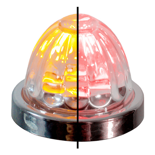 1.5 Inch Small Watermelon Style Dual Function & Tone Light W/ Chrome Bezel & Amber- Red LED/ Clear Lens By Legendary