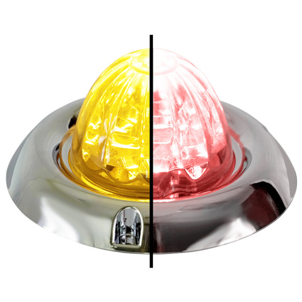 3.5 Inch Large Watermelon Style Dual Function & Tone Light W/ Inset Chrome Bezel & Amber- Red LED/ Clear Lens By Legendary