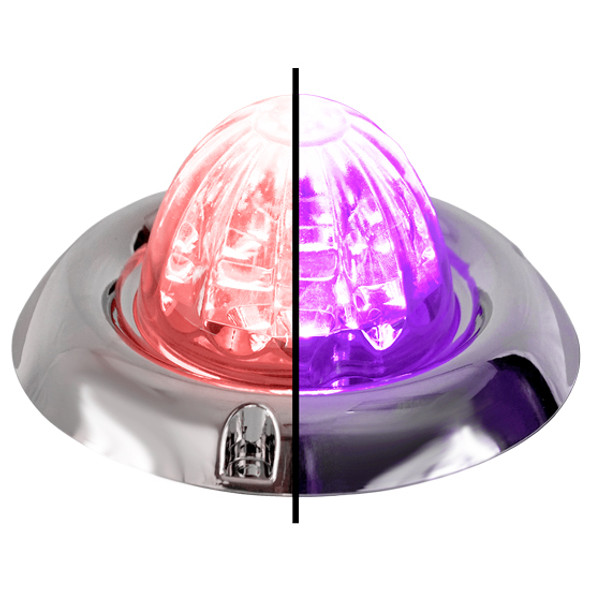 3.5 Inch Large Watermelon Style Dual Function & Tone Light W/ Inset Chrome Bezel & Red- Purple LED/ Clear Lens By Legendary 3.5 Inch Large Watermelon Style Dual Function & Tone Light W/ Inset Chrome Bezel & Red- Purple LED/ Clear Lens By Legendary
