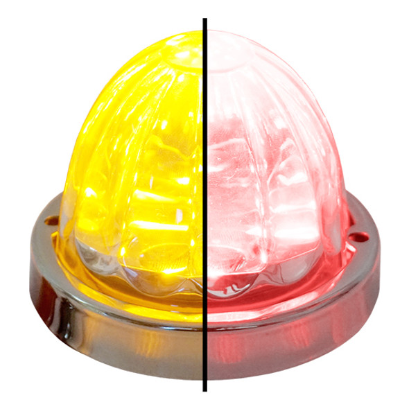 3.5 Inch Large Watermelon Style Dual Function & Tone Light W/ Stainless Steel Bezel & Amber- Red LED/ Clear Lens By Legendary 3.5 Inch Large Watermelon Style Dual Function & Tone Light W/ Stainless Steel Bezel & Amber- Red LED/ Clear Lens By Legendary