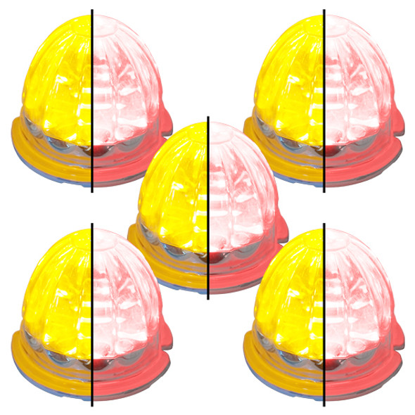 5 Pack Of 3.5 Inch Large Watermelon Style Dual Function & Tone Light With Amber- Red LED/ Clear Lens By Legendary 5 Pack Of 3.5 Inch Large Watermelon Style Dual Function & Tone Light With Amber- Red LED/ Clear Lens By Legendary