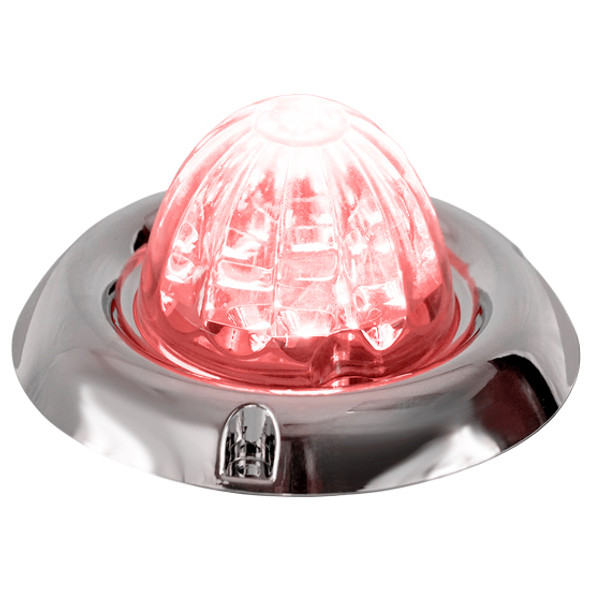 3.5 Inch Large Watermelon Style Dual Function Light W/ Inset Chrome Bezel & Red LED/ Clear Lens By Legendary