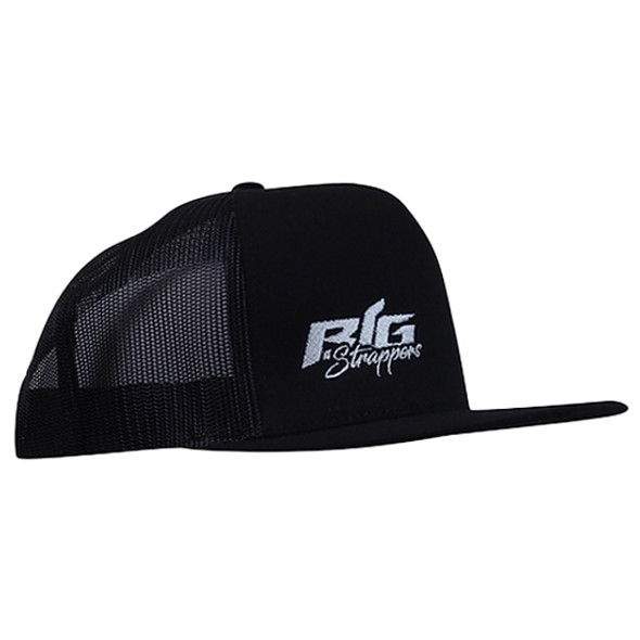 BigStrappin' Flatbill Snapback Trucker Hat -Black