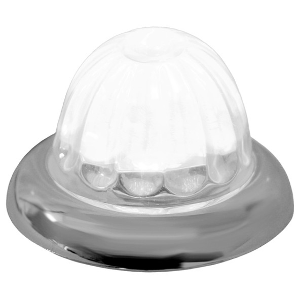 Legendary 1-1/2 Glass Watermelon Cool White-Clear 3 Wire Dual Function Chrome Bezel, Stud Mount LED Light