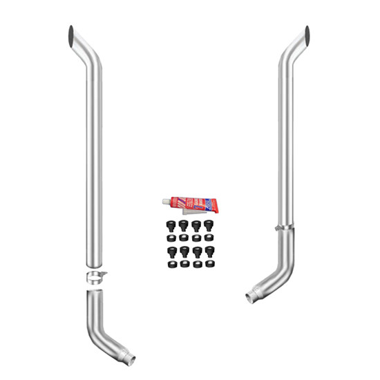 LC 6 X 84 Chrome Bull Hauler Stack Kit W/ 6-5 PB 58- Deg Elbows, Without Tee, Non- Unibilt  For Peterbilt 378, 379 & 389 Glider