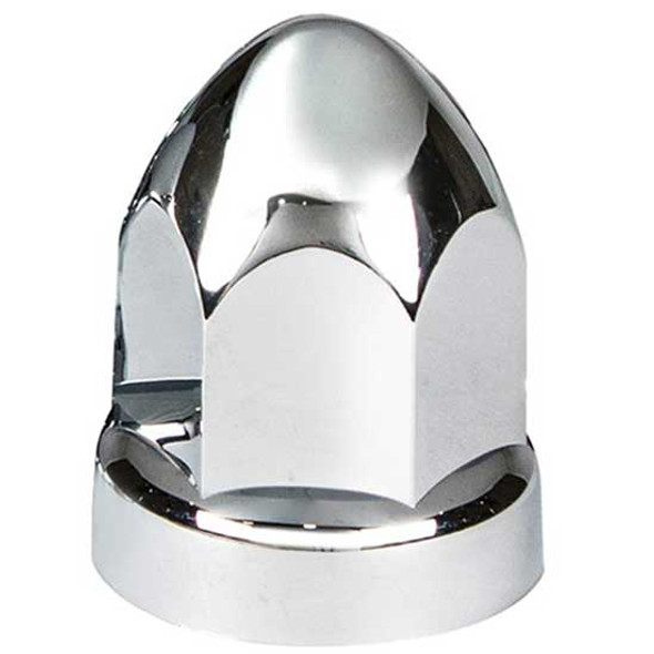 Chrome Push On 33 MM Nut Covers With Flange, Bullet Style. For Hub Piloted Wheels - 20 Pack