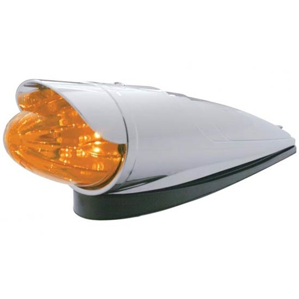 Chrome Grakon 1000 Style 19 Diode Amber LED Cab Light W/ Dark Amber Lens