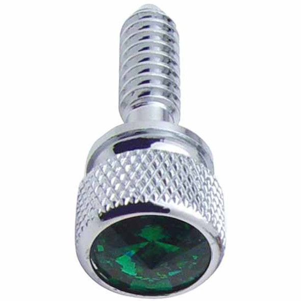 Chrome Plated Dash Screw W/ Green Gem  For Peterbilt 330, 335, 357. 378