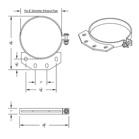 6 Inch Stainless Steel Exhaust Clamp  For Peterbilt 377, 378, 379, 386, 388 & 389