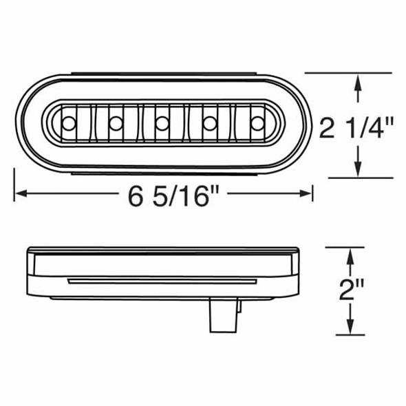 6 Inch 22 Diode Oval GLO Amber LED Light Amber Lens