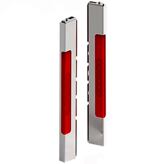 13 Inch SS Rear Glo Beam Air Cleaner Light Panels With Red Led / Red Lens For Peterbilt With Donaldson Ac