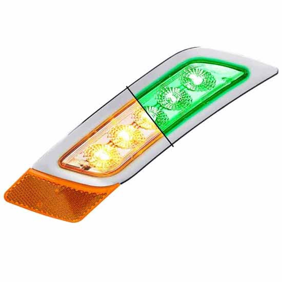 Dual Revolution Amber Turn And Marker To Green Auxiliary Fender Led Light - Driver Side