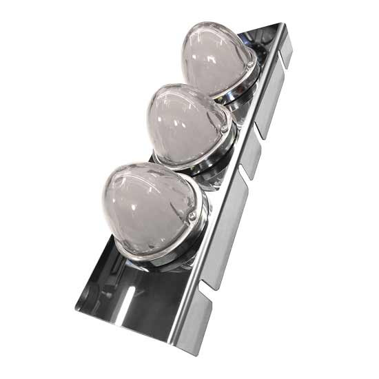 Front Air Cleaner Light Bars With 6 Watermelon Std Lights - Amber Led / Clear Lens For Kenworth W900B, W900L