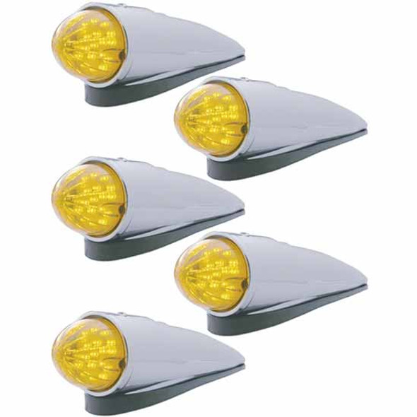Chrome Grakon 1000 Style Competition Series 19 Diode LED Cab Light Amber/Amber Set Of 5