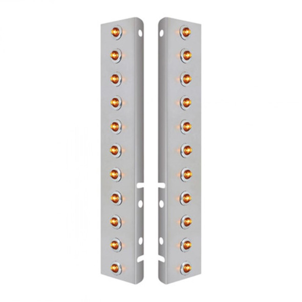 Front Air Cleaner Panels W/ 22 Amber LED Amber Lens Bulkhead Lights  For Peterbilt 378 & 379