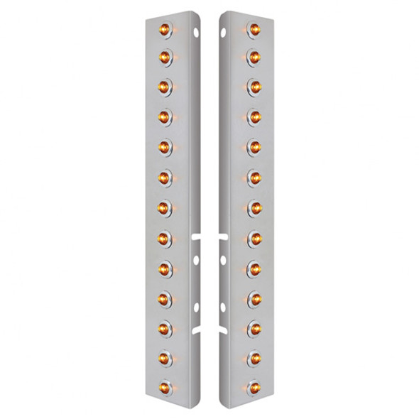 Front Air Cleaner Panels W/ 26 LED Bulkhead Lights - Amber LED/Amber Lens For Peterbilt 378 & 379