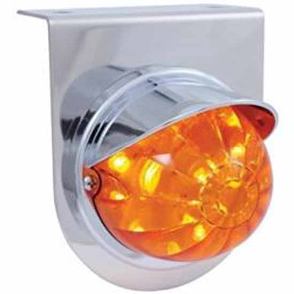 304 Stainless Steel Light Bracket W/ 17 LED Dual Function Watermelon Light & Chrome Visor - Amber LED / Amber Lens