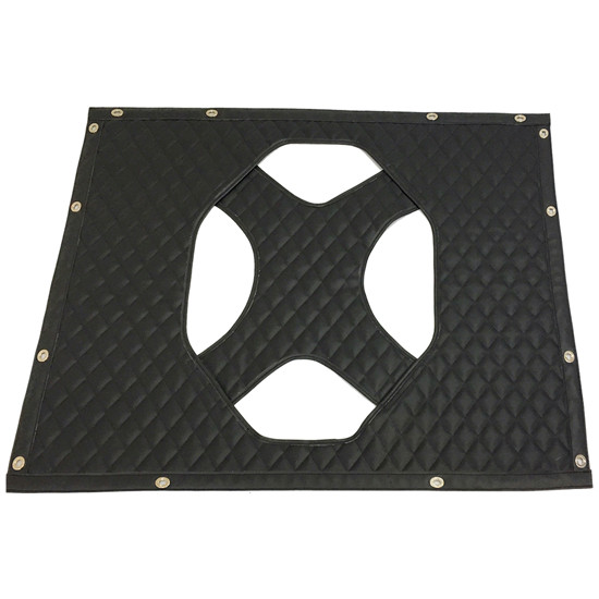 Black Quilted Vinyl Winter Front Oval X Design For Kenworth T880 With Factory Turnbuckles