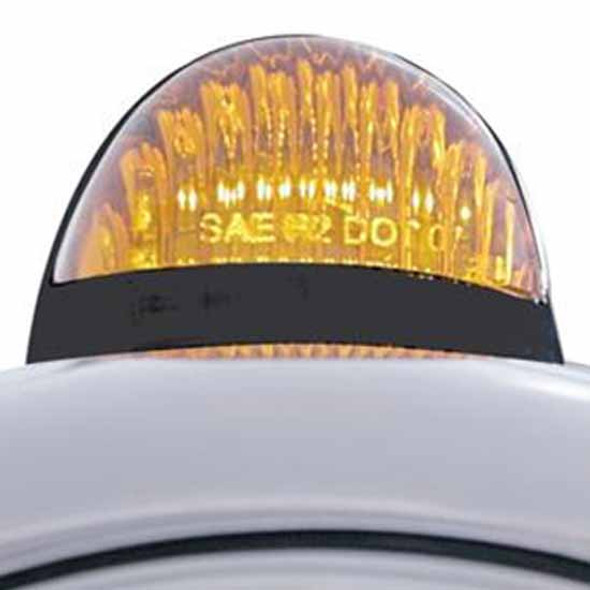Black Guide 682-C Headlight W/ H4 Halogen Bulb, Chrome Bezel, 5 Diode Amber-Amber Dual Function Turn Signal Light