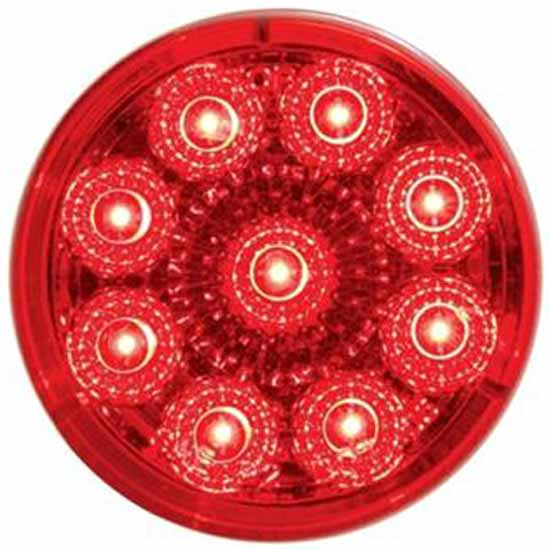 9 LED 2 Inch Round Reflector Light (Clearance/Marker) - Red LED / Red Lens
