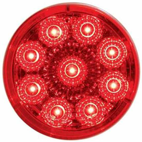 9 LED 2 Inch Round Reflector Light (Clearance/Marker) - Red LED / Red Lens