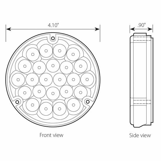 25 Inch 4.1 Pearl 24 Diode Round Load Light - Green Led / Clear Lens