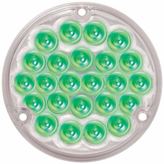 25 Inch 4.1 Pearl 24 Diode Round Load Light - Green Led / Clear Lens