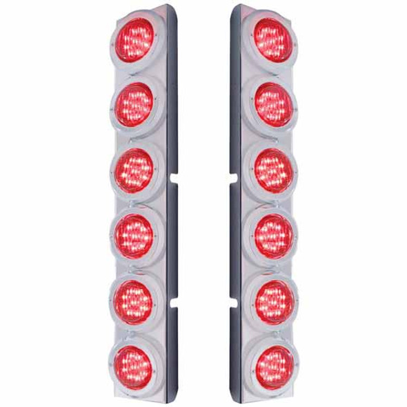 Stainless Steel 19.5 Inch Air Cleaner Light Panel W/ Rnd 2 Inch Red LEDs For Peterbilt 378, 379 - Pair