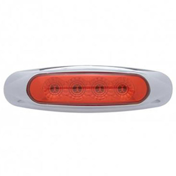 4 LED Reflector Clearance Marker Light w/ Chrome Plastic Bezel - Red LED / Red Lens