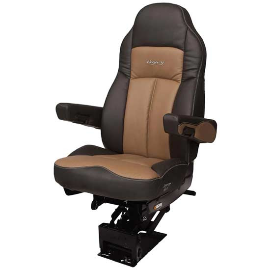 Seats Inc. Legacy Silver Seat With High Back, Std Base, Armrests, Heated - Duraleather Black / Brown
