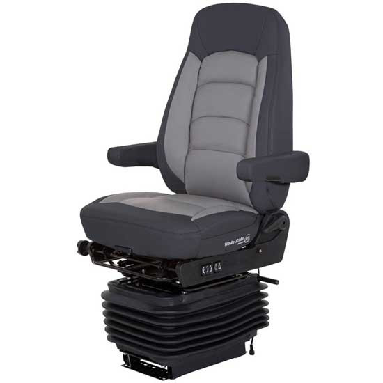 Bostrom Black/Gray Ultra-Leather Wide Ride +Serta Hipro Suspension High Back Seat With Armrests