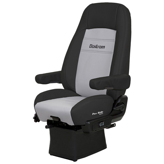Bostrom Ultra Leather Pro Ride Low Base High Back Seat With Dual Arm Rests - Black / Gray
