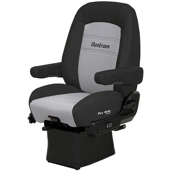 Bostrom Pro Ride Mid Back Seat, With Armrests - Ultra Leather Black / Gray
