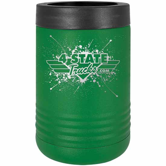 4 State Trucks Stainless Steel Beverage Holder / Tumbler With Screw Off Rubber Top - Green