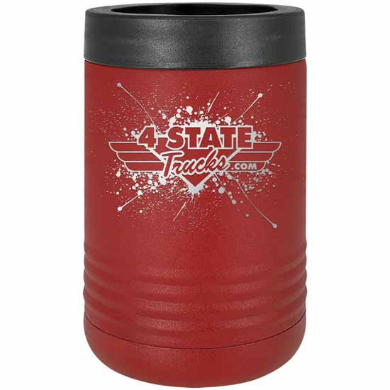 4 State Trucks Stainless Steel Beverage Holder / Tumbler With Screw Off Rubber Top - Maroon