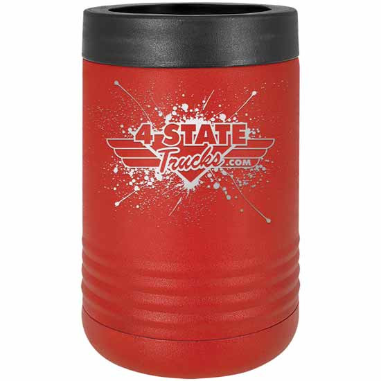 4 State Trucks Stainless Steel Beverage Holder / Tumbler With Screw Off Rubber Top - Red