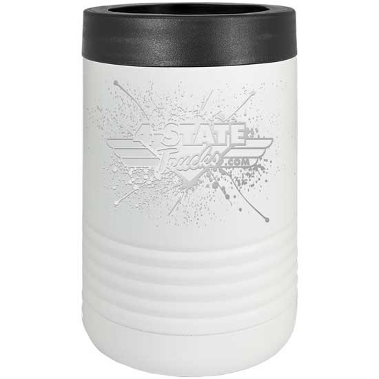 4 State Trucks Stainless Steel Beverage Holder / Tumbler With Screw Off Rubber Top - White