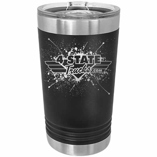 4 State Trucks 16 Oz Stainless Steel Pint Tumbler With Lid - Black