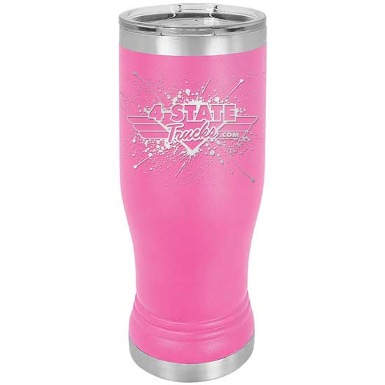 4 State Trucks 14 Oz Stainless Steel Pilsner Tumbler With Lid - Pink