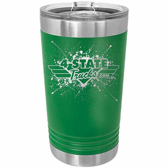 4 State Trucks 16 Oz Stainless Steel Pint Tumbler With Lid - Green