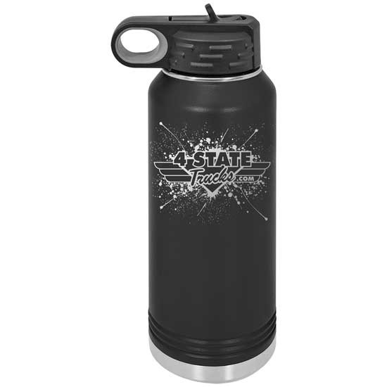 4 State Trucks 32 Oz Stainless Steel Water Bottle With Flip Top Lid - Black