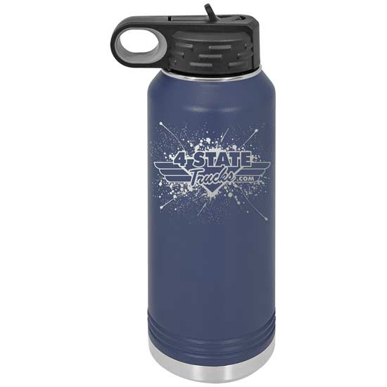4 State Trucks 32 Oz Stainless Steel Water Bottle With Flip Top Lid - Navy Blue