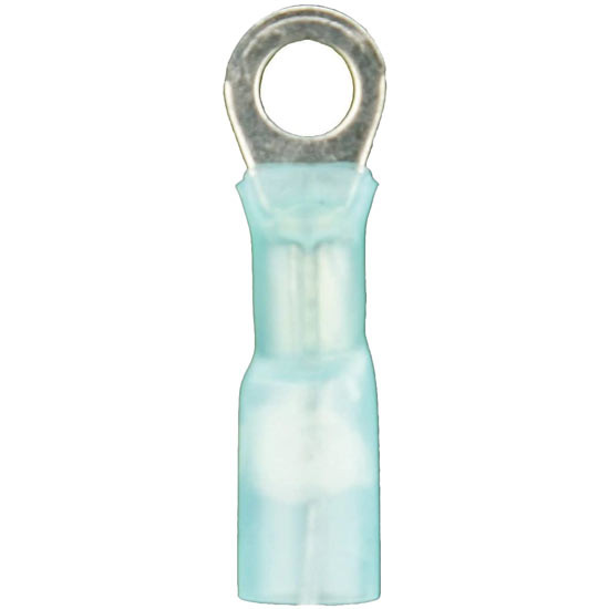 4 Inch 16-14 Awg Blue Heat Shrink Terminal Ring For 1/ Stud