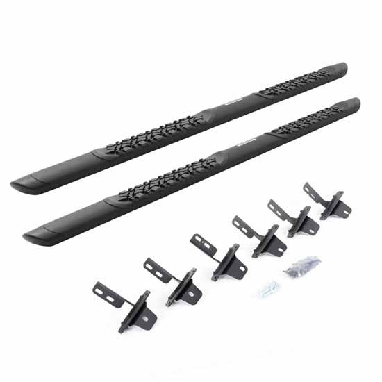 Go Rhino Black Steel Vertex Running Boards - Complete Kit With 5 In. Step Pads For Ford Bronco With 4 Doors