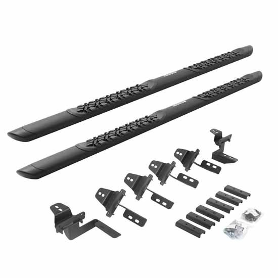 68 Inch Go Rhino V-3 Series 5 X Black Steel Oval Side Bar And Brackets For 2007 - 2018 Jeep Wrangler With 4 Doors
